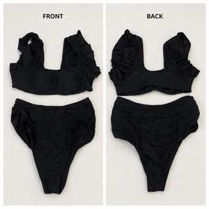 Black Ruffle Two-Piece‎ Bikini Set 🖤